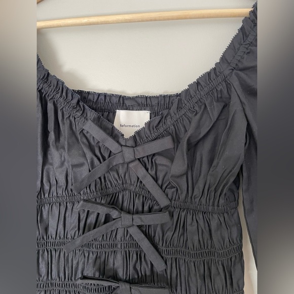 NEW Reformation Lauryn Elegant Cotton Black Top Bows | size 2 - Picture 6 of 11